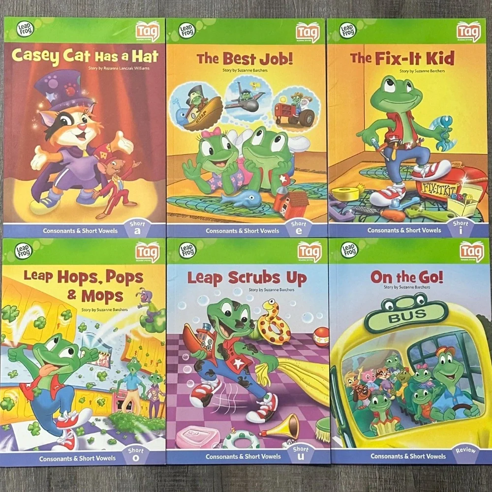 Set of 6 Leap Frog Tag Reader Short Vowel Phonics Books